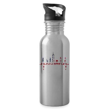 New York Skyline Herzschlag Herz USA Geschenk NY - Trinkflasche mit integriertem Trinkhalm - Lightsilver - Rechts