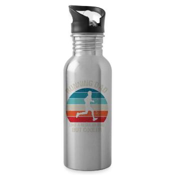 Running Dad Funny Marathon Runner Vintage - Water bottle with straw - silver - Right
