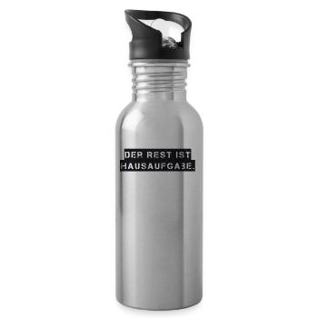 Lehrer - Der Rest ist Hausaufgabe - Trinkflasche mit integriertem Trinkhalm - Lightsilver - Rechts