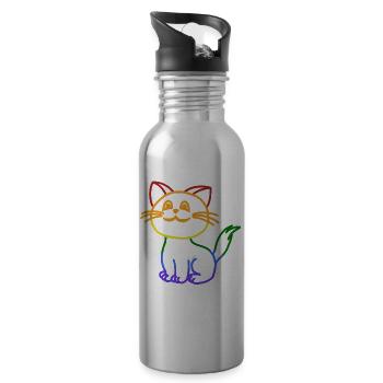 Chat LGBT Gay Pride gay tolérance Anders - Gourde avec paille intégrée - argent clair - Droite