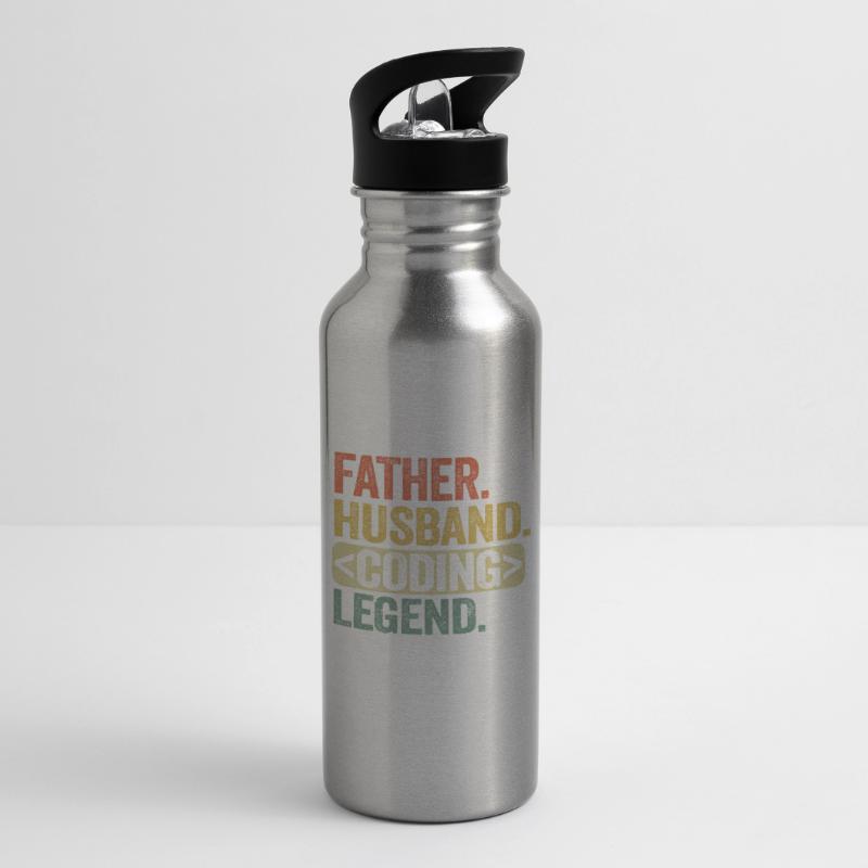 Vater Ehemann Coding Legende Programmierer Admin Trinkflasche mit integriertem Trinkhalm