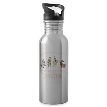Ziegen, Bauer Landwirt Ich bin bei meinen Ziegen - Trinkflasche mit integriertem Trinkhalm - Lightsilver - Rechts