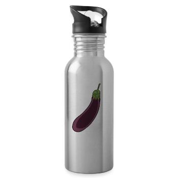 Aubergine Gemüse Vitamine kochen Küche Vegetarisch - Trinkflasche mit integriertem Trinkhalm - Lightsilver - Rechts