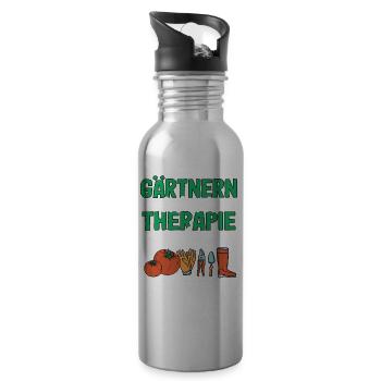 Hobby Gardener Gift Funny Gardener Gardening - Water bottle with straw - silver - Right