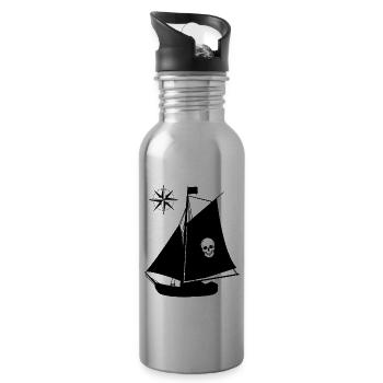 Bateau pirate Skull Compass Windrose Pirates - Gourde avec paille intégrée - argent clair - Droite