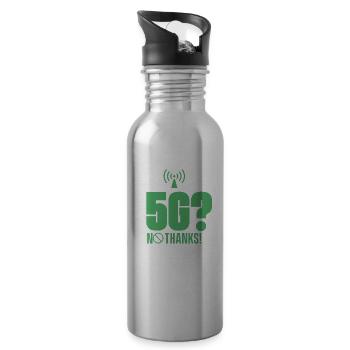 5G? No thank you! Opponents mobile 5G radiation - Water bottle with straw - silver - Right