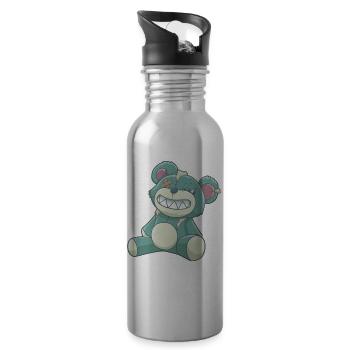 Pastell Gothic Bär - Trinkflasche mit integriertem Trinkhalm - Lightsilver - Rechts