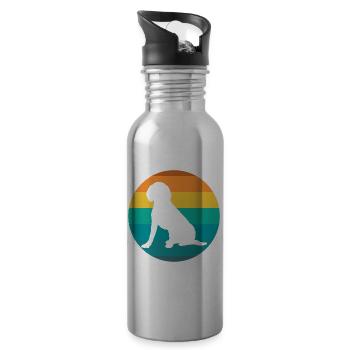 Dog Beagle Beagles Retro Vintage - Water bottle with straw - silver - Right