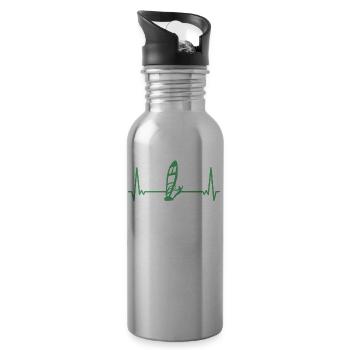 ECG Windsurfer Heartbeat Windsurfing Windsurfing Windsurfing - Water bottle with straw - silver - Right