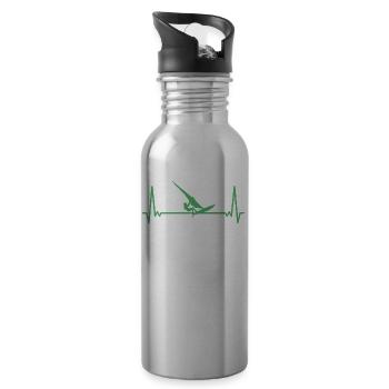 Windsurfing ECG Windsurfing Heartbeat Windsurfer - Water bottle with straw - silver - Right