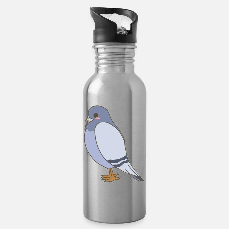 Pigeon - Gourde avec paille intégrée - argent clair