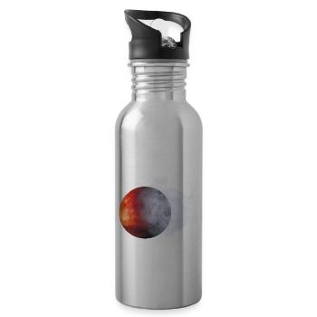 Red moon in fog dust - Water bottle with straw - silver - Right