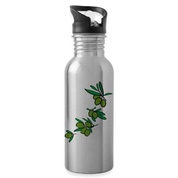 Olives vertes fraîches 2 - Gourde avec paille intégrée - argent clair - Droite