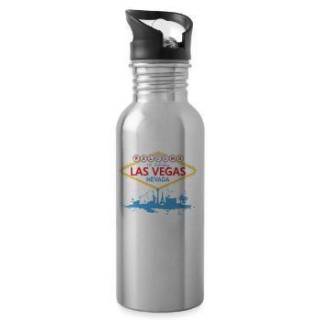 Welcome To Las Vegas Nevada Sign - Water bottle with straw - silver - Right