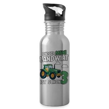 Traktor 3. Geburtstag Geschenk Jungen Trecker - Trinkflasche mit integriertem Trinkhalm - Lightsilver - Rechts