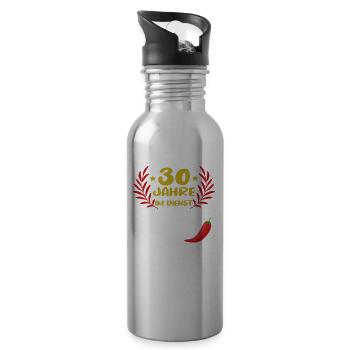 30 Jähriges Dienstjubiläum Firmenjubiläum - Trinkflasche mit integriertem Trinkhalm - Lightsilver - Rechts
