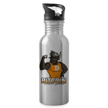 BITCOIN DESIGN CRYPTO BULL RUN gift for traders - Water bottle with straw - silver - Right