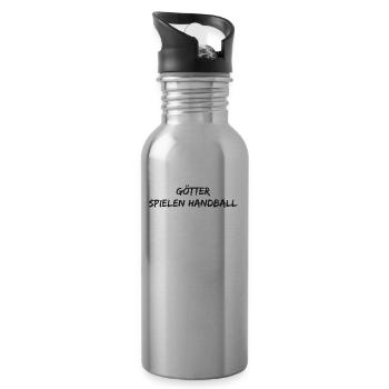 Handball - Götter spielen Handball - Trinkflasche mit integriertem Trinkhalm - Lightsilver - Rechts