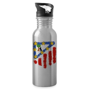 Étoiles rouges et blanches - Gourde avec paille intégrée - argent clair - Droite
