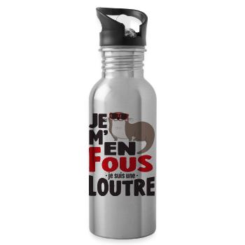 Je M'en Fous Je Suis Une Loutre Cadeau - Gourde avec paille intégrée - argent clair - Droite