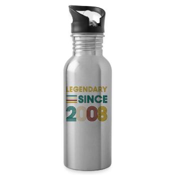 Vintage Legendary since 2008 Geburtstag - Trinkflasche mit integriertem Trinkhalm - Lightsilver - Rechts