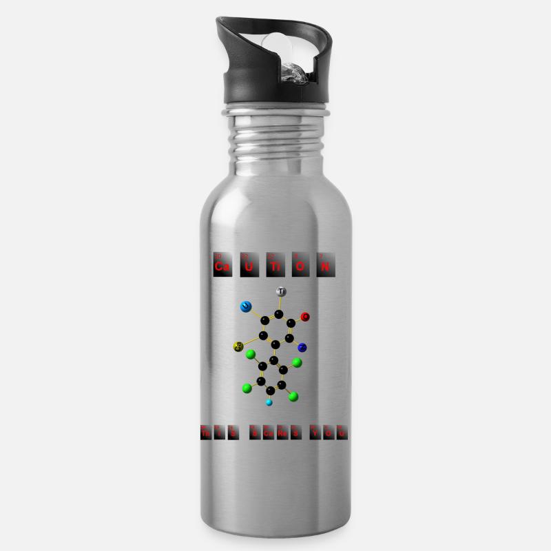Caution - Trinkflasche mit integriertem Trinkhalm - Lightsilver