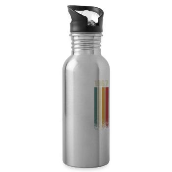 1967 Year of birth Year of construction Birthday Retro Vintage - Water bottle with straw - silver - Right