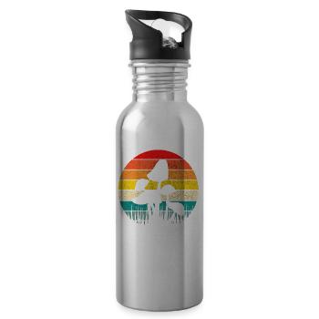 Retro Pilze Sammeln Suchen Pilzsammler Pilzsucher - Trinkflasche mit integriertem Trinkhalm - Lightsilver - Rechts