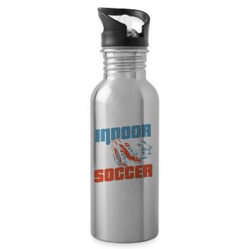 I love indoor football players indoor footballers - Water bottle with straw - silver - Right