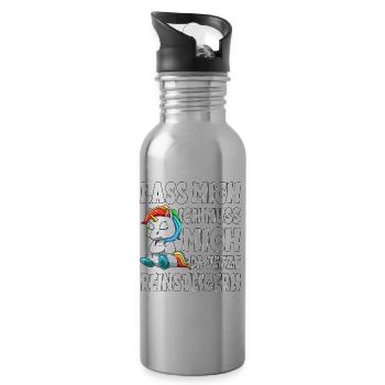 Lass mich ich muss mich da jetzt reinsteigern - Trinkflasche mit integriertem Trinkhalm - Lightsilver - Rechts