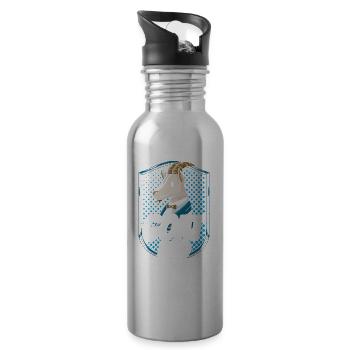 Goat Father Goat Father Goat Animal Domestic Goat - Water bottle with straw - silver - Right