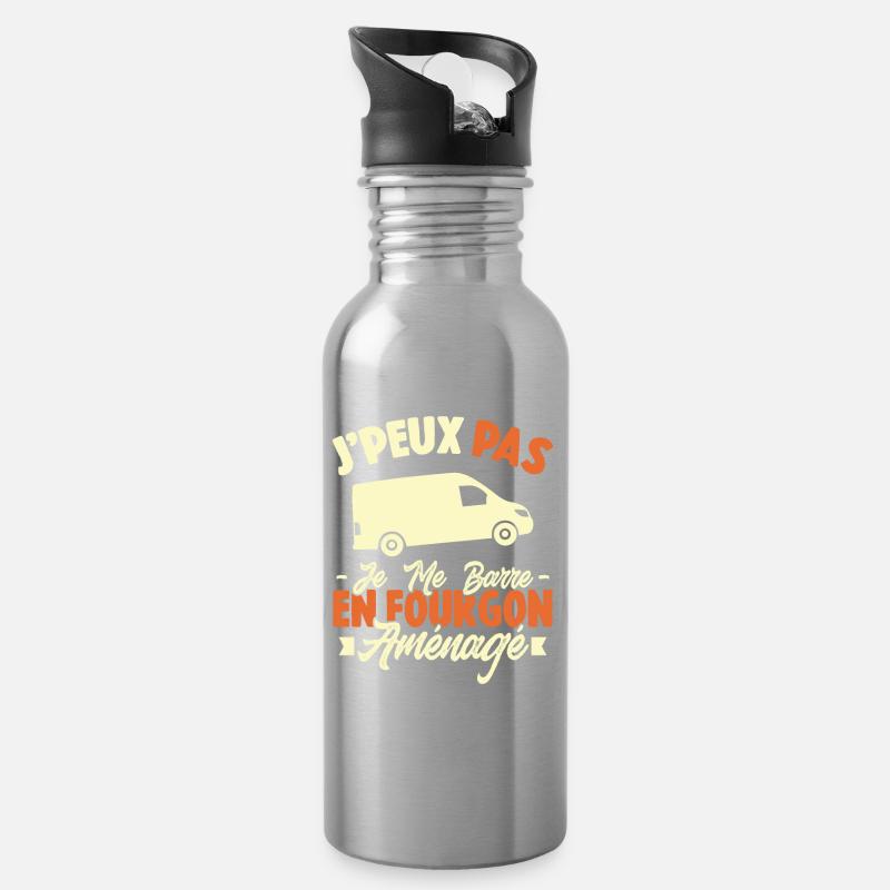 J'peux pas j'me barre en fourgon aménagé - Gourde avec paille intégrée - argent clair