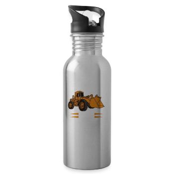 Je peux pas j'ai bulldozer humour cadeau - Gourde avec paille intégrée - argent clair - Droite