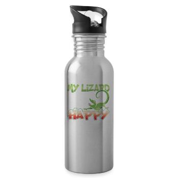 Meine Echse Macht Mich Glücklich Lizard Eidechse - Trinkflasche mit integriertem Trinkhalm - Lightsilver - Rechts