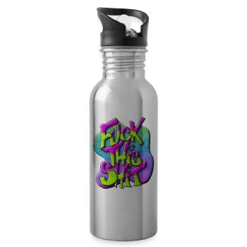 Fuck this shit - Graffiti Design - Trinkflasche mit integriertem Trinkhalm - Lightsilver - Rechts