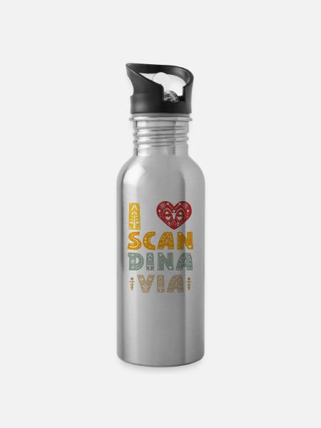 Ich Liebe Skandinavien Skandinavisch Skandinavier - Trinkflasche mit integriertem Trinkhalm - Lightsilver