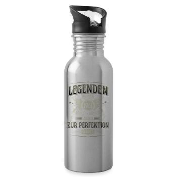 Jahrgang 1961 Geboren Geburtstag Legende - Trinkflasche mit integriertem Trinkhalm - Lightsilver - Rechts