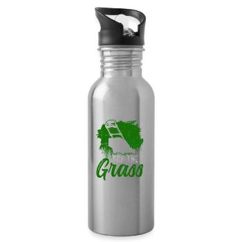 I'm just here for the grass mowing lawn grass - Water bottle with straw - silver - Right