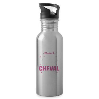 Née pour monter à cheval obligée d'aller à l'école - Gourde avec paille intégrée - argent clair - Droite