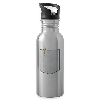 Poche poitrine avec stylo à bille - Gourde avec paille intégrée - argent clair - Droite