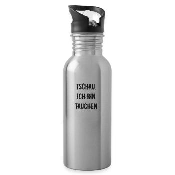 Tauchen - Tschau ich bin tauchen - Trinkflasche mit integriertem Trinkhalm - Lightsilver - Rechts