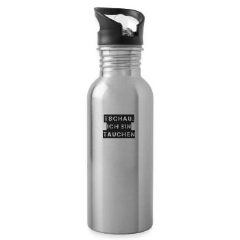 Tauchen - Tschau ich bin tauchen - Trinkflasche mit integriertem Trinkhalm - Lightsilver - Rechts