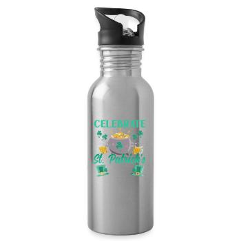 Feiern Wir Den St Patrick's Day St. Patricks Day - Trinkflasche mit integriertem Trinkhalm - Lightsilver - Rechts