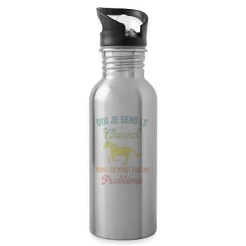 Oui Je Sens Le Cheval non ce n est pas un problème - Gourde avec paille intégrée - argent clair - Droite