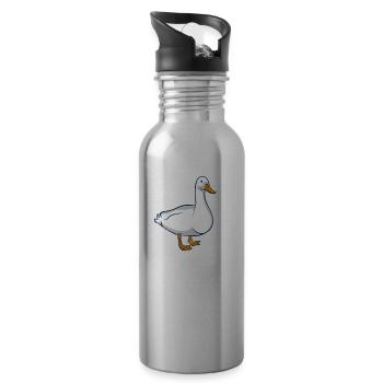 J’aime juste les oies Très bien? Oie animale - Gourde avec paille intégrée - argent clair - Droite