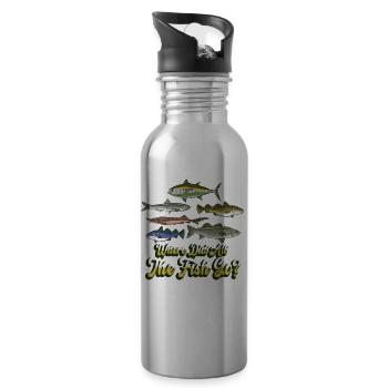 Wo Sind Die Ganzen Fische Hin? Fischen Fischer - Trinkflasche mit integriertem Trinkhalm - Lightsilver - Rechts