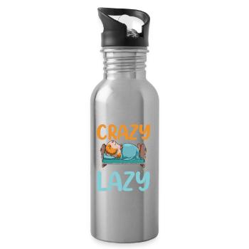 Working Like Crazy To Support Lazy - Trinkflasche mit integriertem Trinkhalm - Lightsilver - Rechts