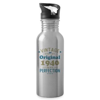 Cadeau D'anniversaire 1940 Rétro Vintage 1940 - Gourde avec paille intégrée - argent clair - Droite