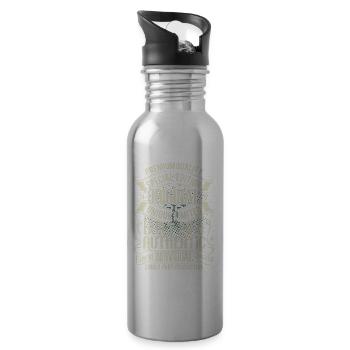 1966 Geboren Geburtstag Retro Vintage - Trinkflasche mit integriertem Trinkhalm - Lightsilver - Rechts