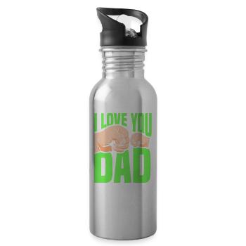 Ich Liebe Dich Papa Vater Tag Vater Papi Sprüche - Trinkflasche mit integriertem Trinkhalm - Lightsilver - Rechts